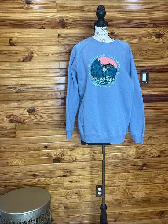 The North Face Tops - The North Face Light Blue Crewneck Sweatshirt